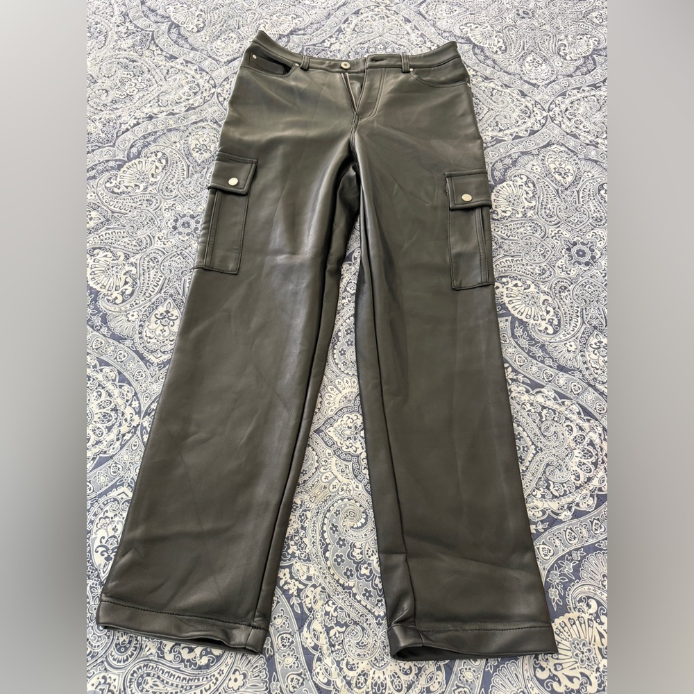 Avec Les Filles Faux Leather Black Cargo Pants in size S - Picture 1 of 5